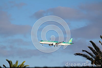 Commercial flight landing Editorial Stock Photo