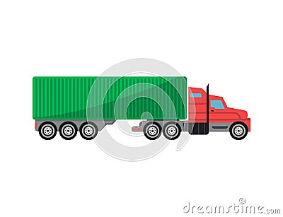 Commercial freight truck isolated icon Vector Illustration