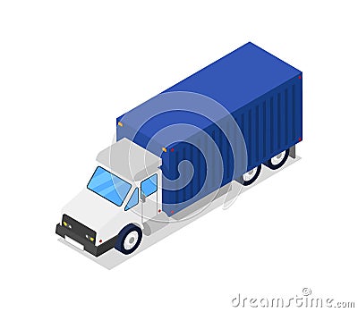 Commercial freight truck isometric 3D icon Vector Illustration