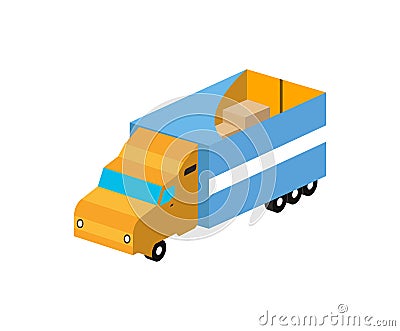 Commercial freight truck isometric isolated icon Vector Illustration