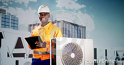 Commercial HVAC Air Conditioner Service Stock Photo