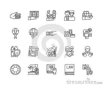 Commercial insurance line icons, signs, vector set, outline illustration concept Vector Illustration