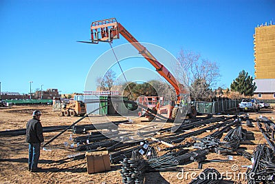 A Commercial Jobsite Laydown Yard for Structural Rebar Stock Photo