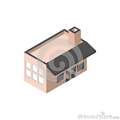 Commercial market with chimney building isometric style Vector Illustration