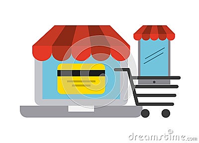 commercial market design Cartoon Illustration