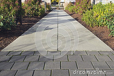 Commercial Outdoor Sidewalk Landscaping Stock Photo