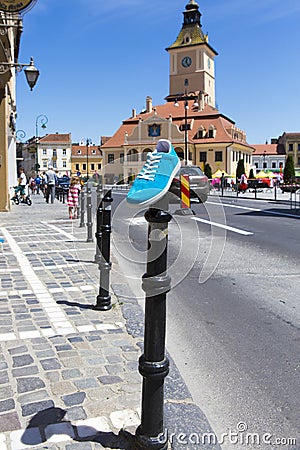 Commercial photography of pair of shoes in Brasov city Stock Photo