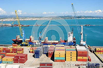 The commercial port of Durres Editorial Stock Photo