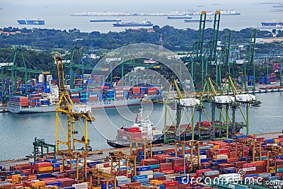 Commercial port of Singapore, It is one of the busiest Import, E Editorial Stock Photo