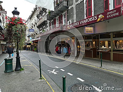 Streets of Lourdes in France Editorial Stock Photo