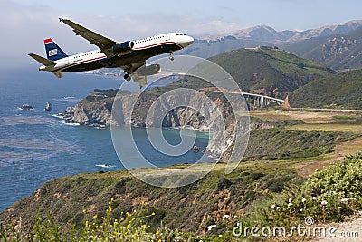 Commercial Travel Passenger Jet Plane Landing Editorial Stock Photo