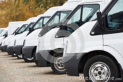 Commercial vans in row Stock Photo