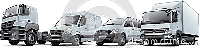 Commercial Vehicles Set Cartoon Illustration