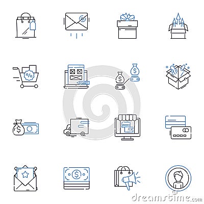 Commercial voyage line icons collection. Commerce, Shipping, Trade, Industry, Navigation, Transport, Import vector and Vector Illustration