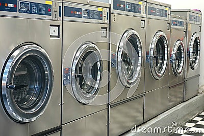 Commercial Washing Machines Stock Photo