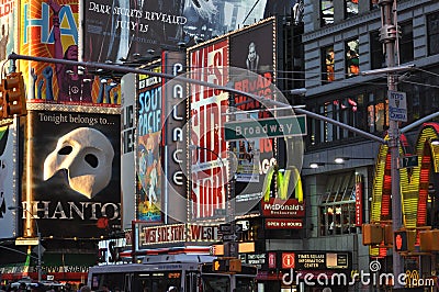 Commercials on Broadway in Manhattan, New York, USA Editorial Stock Photo