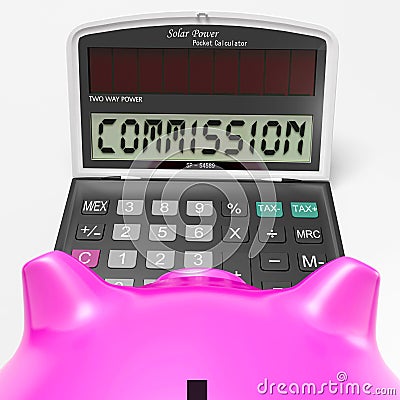 Commission Calculator Shows Motivational Idea To Fortune Stock Photo