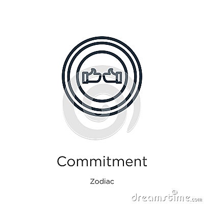 Commitment icon. Thin linear commitment outline icon isolated on white background from zodiac collection. Line vector sign, symbol Vector Illustration