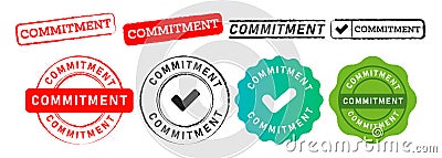 commitment rectangle and circle stamp seal badge sign for commit responsibility Stock Photo