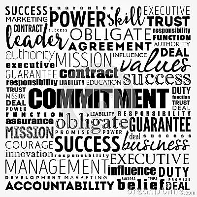 Commitment word cloud collage, business concept background Stock Photo