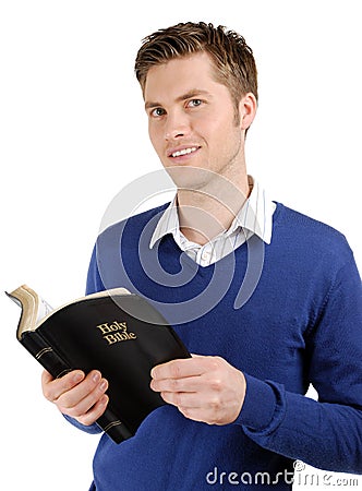 Committed christian reading bible Stock Photo