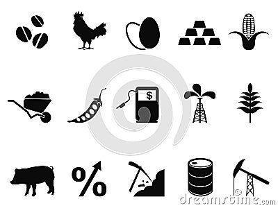 Commodities trading market icons set Vector Illustration