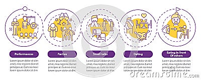 Common anxiety triggers purple circle infographic template Vector Illustration