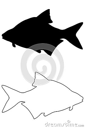 Common bream silhouette vector Vector Illustration