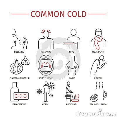 Common cold. Flu season. Symptoms, Treatment. Stock Photo