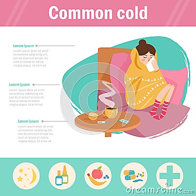Common cold. Infographics, Vector Illustration
