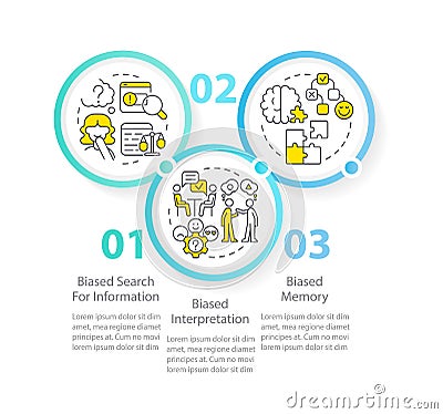 Common confirmation bias circle infographic template Vector Illustration