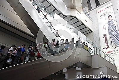 A common day and travellers upstair in Beijing South Railway station Editorial Stock Photo