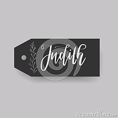 Common female first name on a tag. Hand drawn Stock Photo
