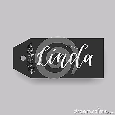 Common female first name on a tag. Hand drawn Stock Photo