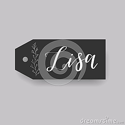 Common female first name on a tag. Hand drawn Stock Photo