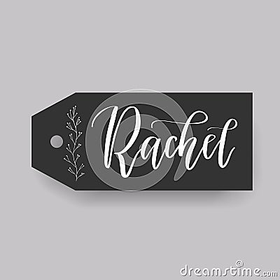 Common female first name on a tag. Hand drawn Stock Photo