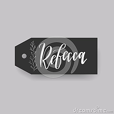 Common female first name on a tag. Hand drawn Stock Photo