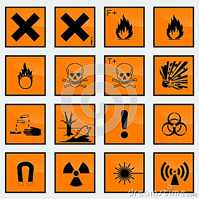 16 Common hazard sign vector illustration. Vector Illustration