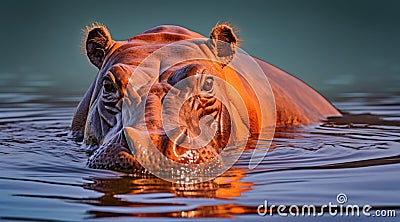 Common hippopotamus or hippo (Hippopotamus amphibius) showing aggression Stock Photo