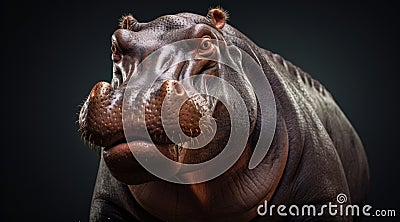 Common hippopotamus or hippo & x28;Hippopotamus amphibius& x29; showing aggression Stock Photo