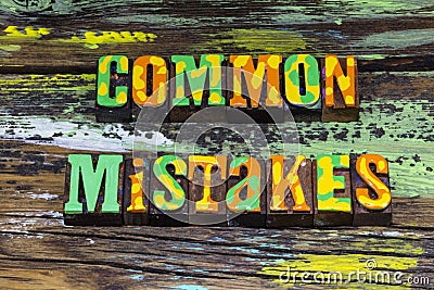 Common mistakes decision error result failure problem evaluation mistake Stock Photo