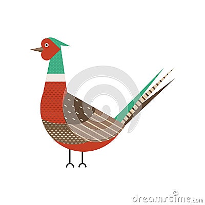 Common Pheasant Bird Geometric Icon in Flat Vector Illustration