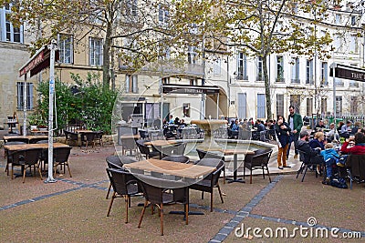 A typical salon de the, restaurant, cafe, tea room house at Rue Vallat, Montpellier, southern France Editorial Stock Photo