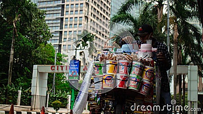 Street coffee vendor in Jakarta Editorial Stock Photo