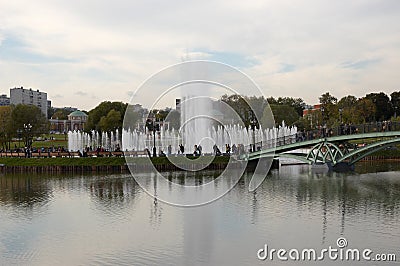 Common view on music fountain in Tsaritsino Stock Photo