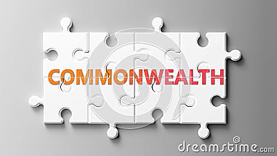 Commonwealth complex like a puzzle - pictured as word Commonwealth on a puzzle pieces to show that Commonwealth can be difficult Cartoon Illustration