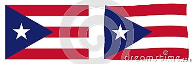 Commonwealth of Puerto Rico flag. Simple and slightly waving version. Vector Illustration