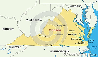 Commonwealth of Virginia - vector map Vector Illustration