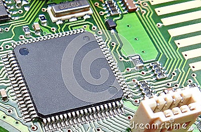 Comms switchboard pcb printed circuit board electronic points circuitry Stock Photo