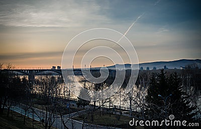 Communal bridge in Krasnoyarsk Stock Photo